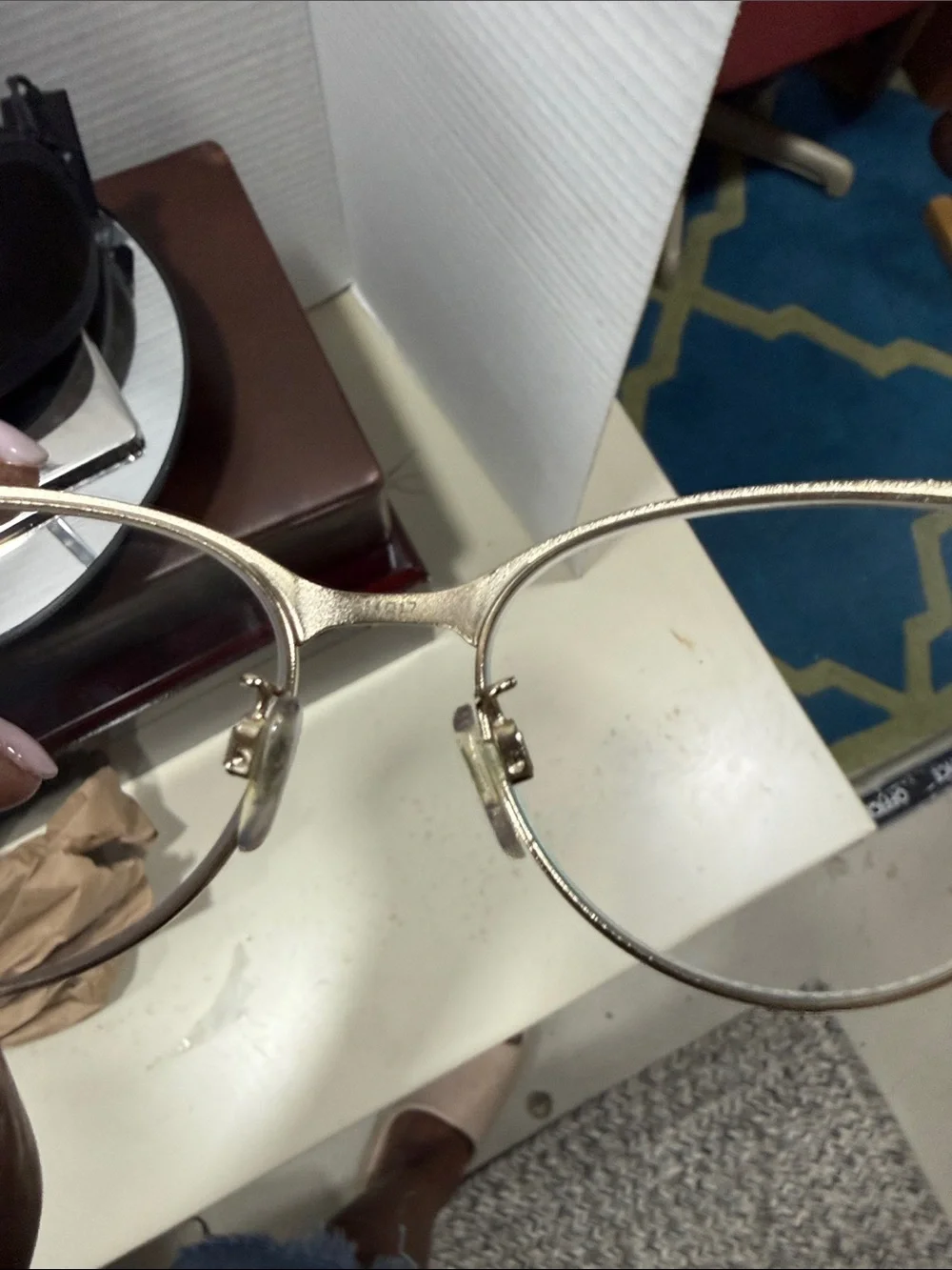 Emporio Armani Black and Gold Semi-Rim Cat-Eye Glasses w/New Case